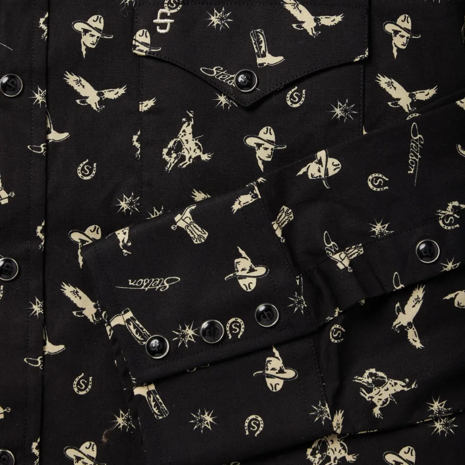 Outlet Stetson Conversation Print Western Shirt Black