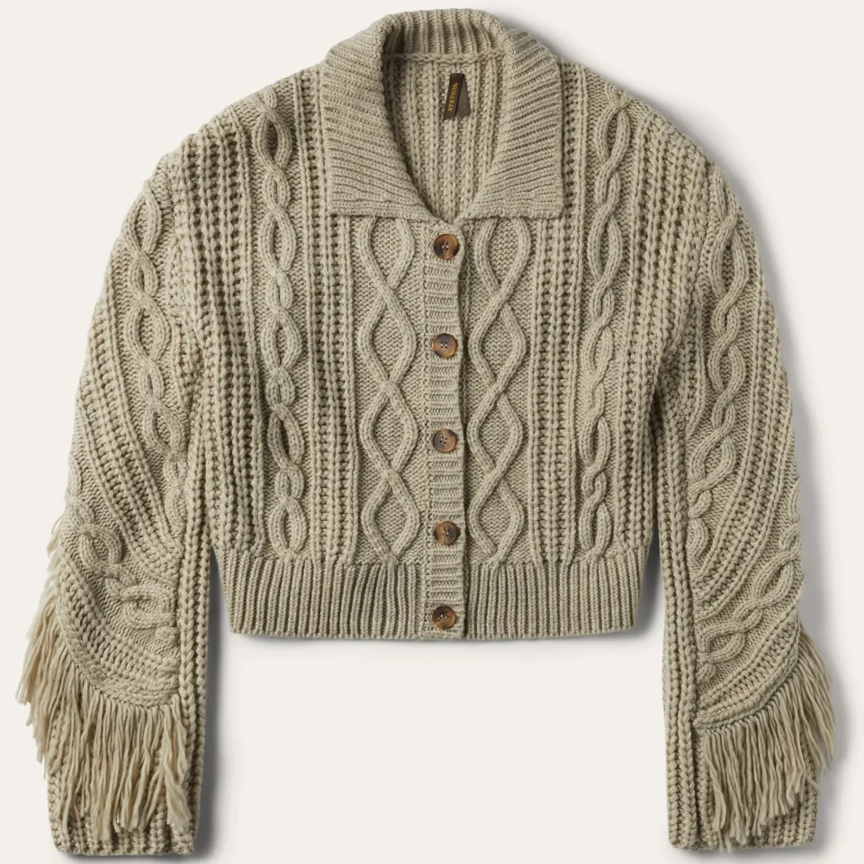 Online Stetson Cream Fringed Cardigan Tan