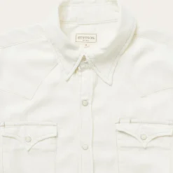 New Stetson Cream Tencel Twill Shirt White