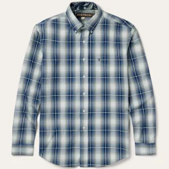 Best Stetson Crystal Plaid Button Down Shirt Blue