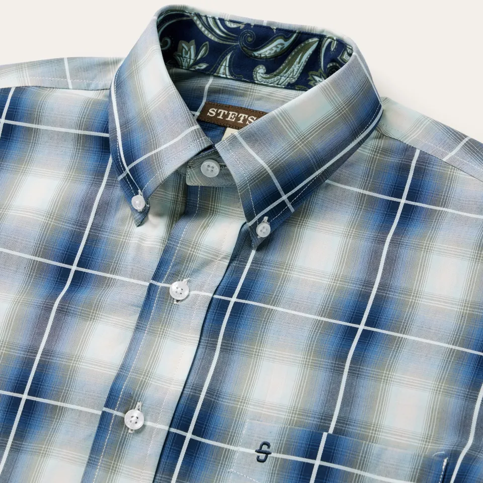 Best Stetson Crystal Plaid Button Down Shirt Blue