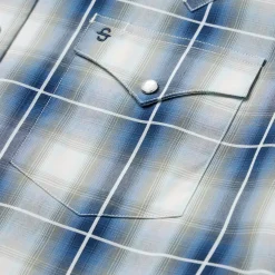 Discount Stetson Crystal Plaid Western Shirt Blue