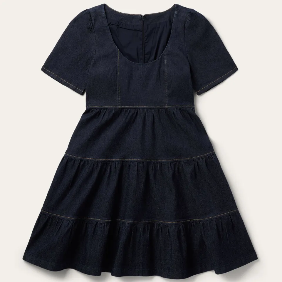 Best Stetson Dark Denim Dress With Contrast Top Stitching Blue