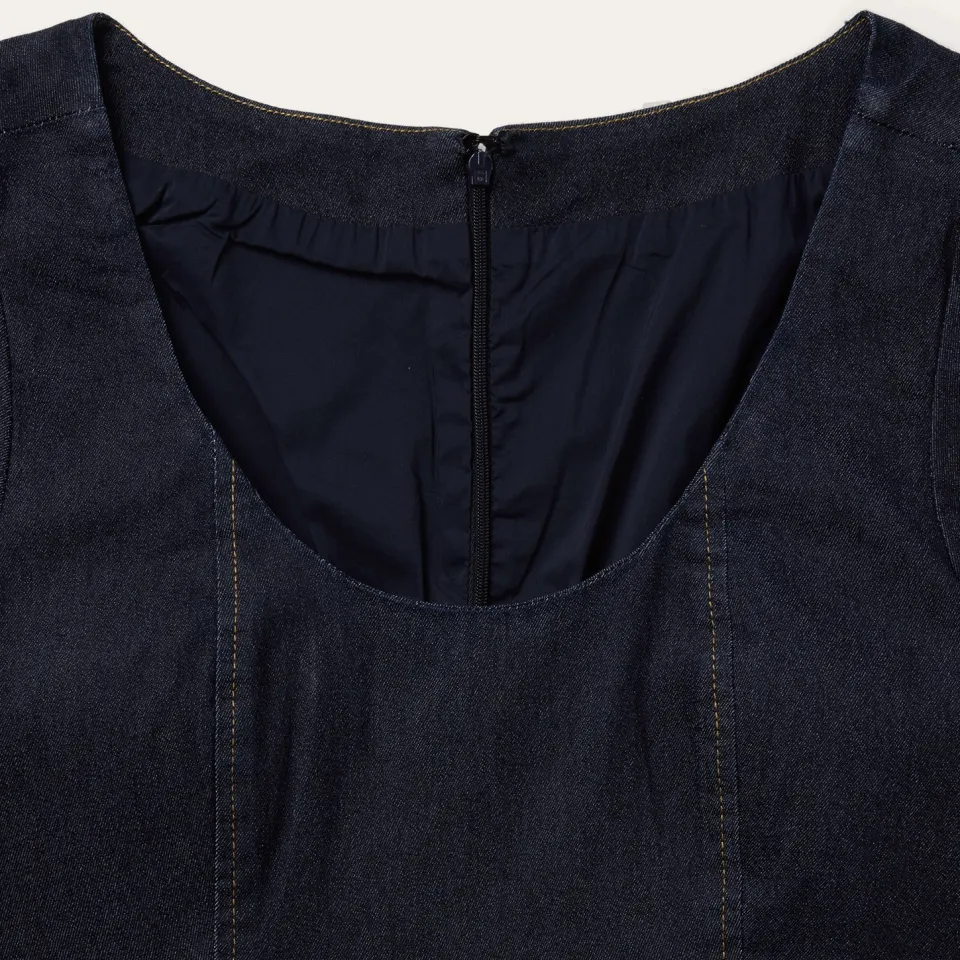 Best Stetson Dark Denim Dress With Contrast Top Stitching Blue