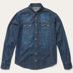 Hot Stetson Dark Denim Snap Front Shirt Blue