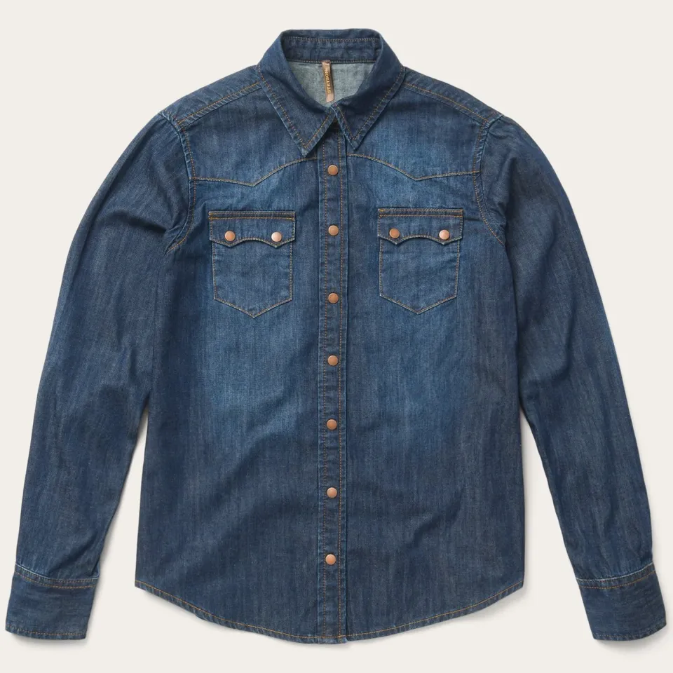 Hot Stetson Dark Denim Snap Front Shirt Blue