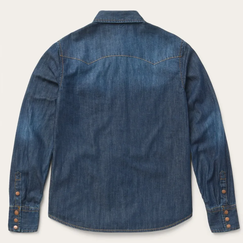 Hot Stetson Dark Denim Snap Front Shirt Blue