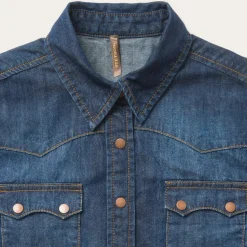Hot Stetson Dark Denim Snap Front Shirt Blue