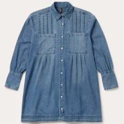Stetson Denim Button Front Shirt Dress Blue
