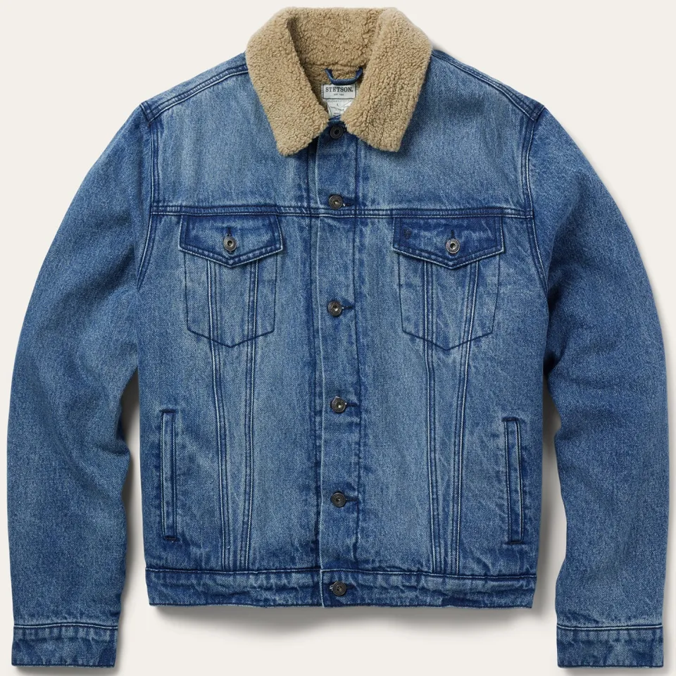 Hot Stetson Denim Sherpa Jacket Blue