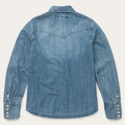 Outlet Stetson Denim Snap Front Western Shirt Blue