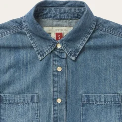 New Stetson Denim Snap Front Western Shirt Blue