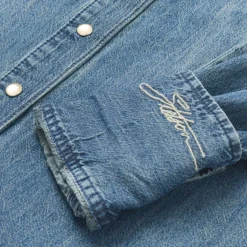 New Stetson Denim Snap Front Western Shirt Blue