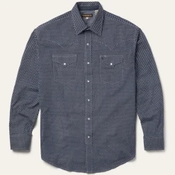 New Stetson Diamond Geo Western Shirt Blue