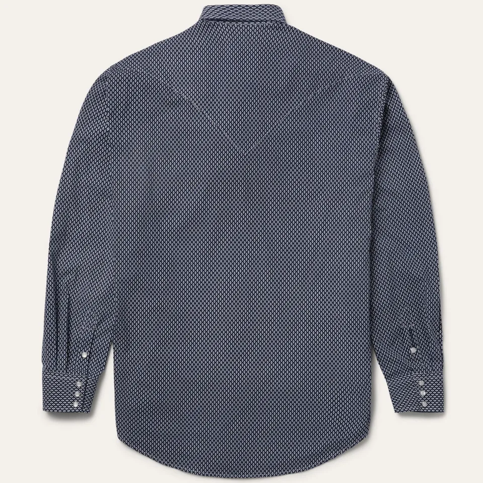 New Stetson Diamond Geo Western Shirt Blue