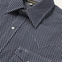 New Stetson Diamond Geo Western Shirt Blue