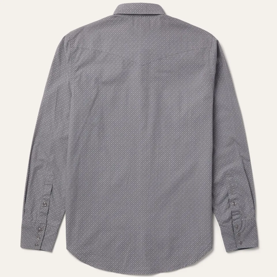 Outlet Stetson Diamond Print Western Shirt Grey