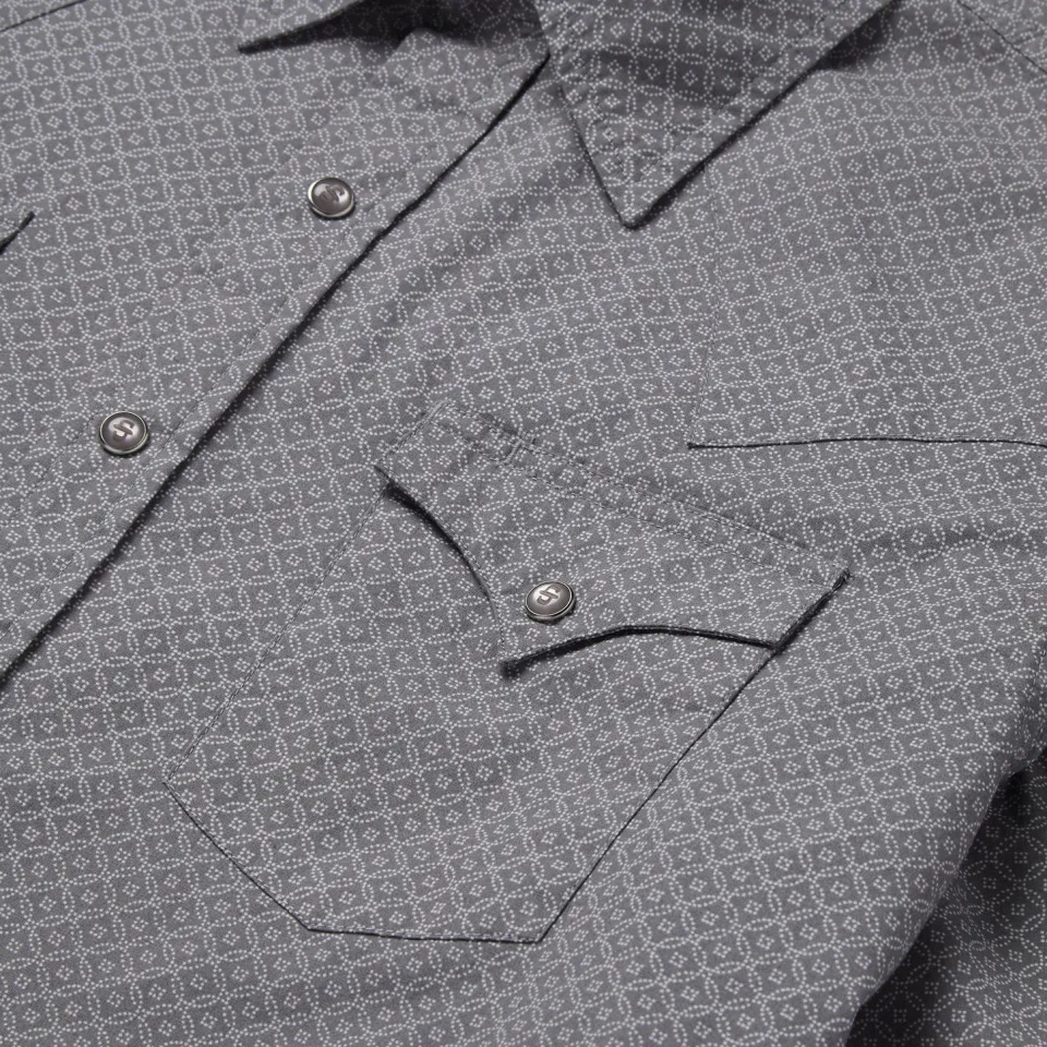 Outlet Stetson Diamond Print Western Shirt Grey