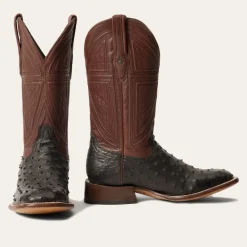 Stetson Dillon Ostrich Boots Black