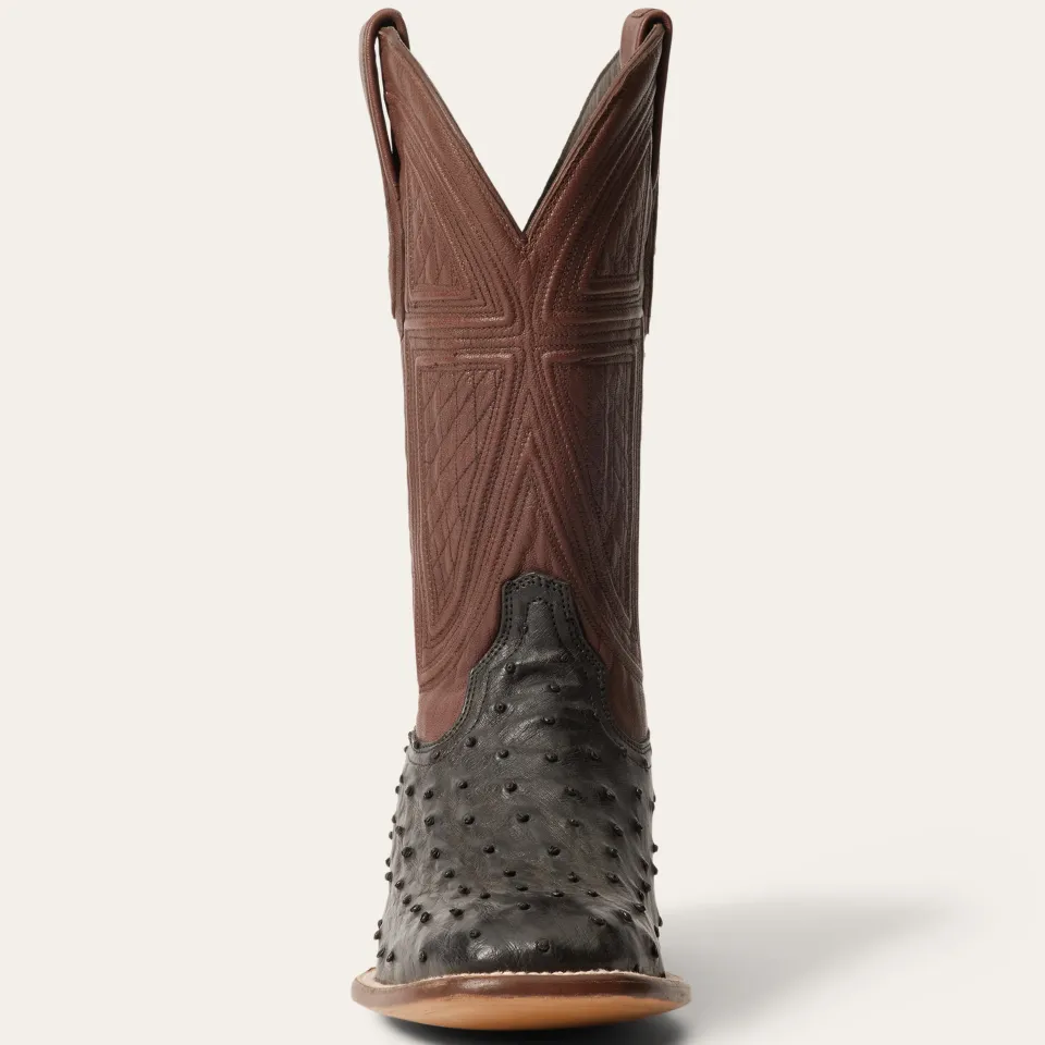 Stetson Dillon Ostrich Boots Black