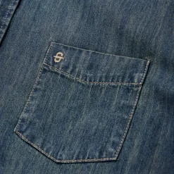 Outlet Stetson Dirty Denim Western Shirt Blue
