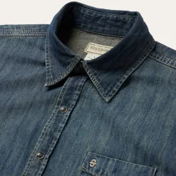 New Stetson Dirty Denim Western Shirt Blue