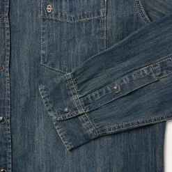 New Stetson Dirty Denim Western Shirt Blue