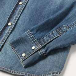 New Stetson Distressed Denim Shirt Blue