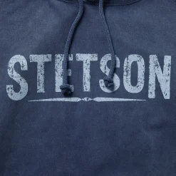 Online Stetson Distressed Logo Hooded Sweatshirt Blue