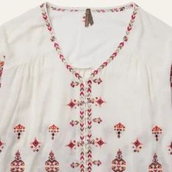 New Stetson Dobby Peasant Blouse White