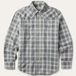 Online Stetson Dobby Twill Plaid Shirt Brown