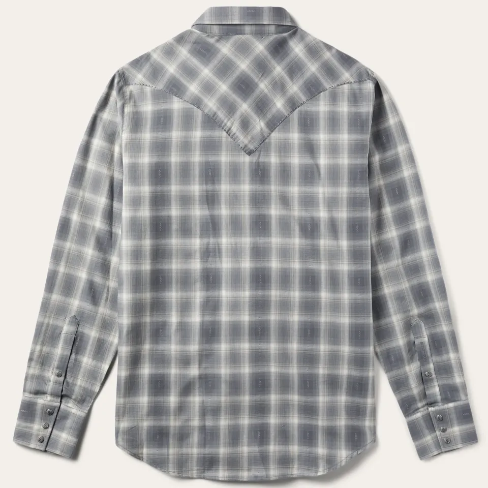 Online Stetson Dobby Twill Plaid Shirt Brown