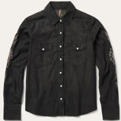 Hot Stetson Embroidered Denim Shirt Black