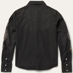 Hot Stetson Embroidered Denim Shirt Black