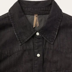 Hot Stetson Embroidered Denim Shirt Black