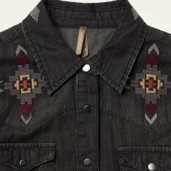 Clearance Stetson Embroidered Denim Shirt Dress Black