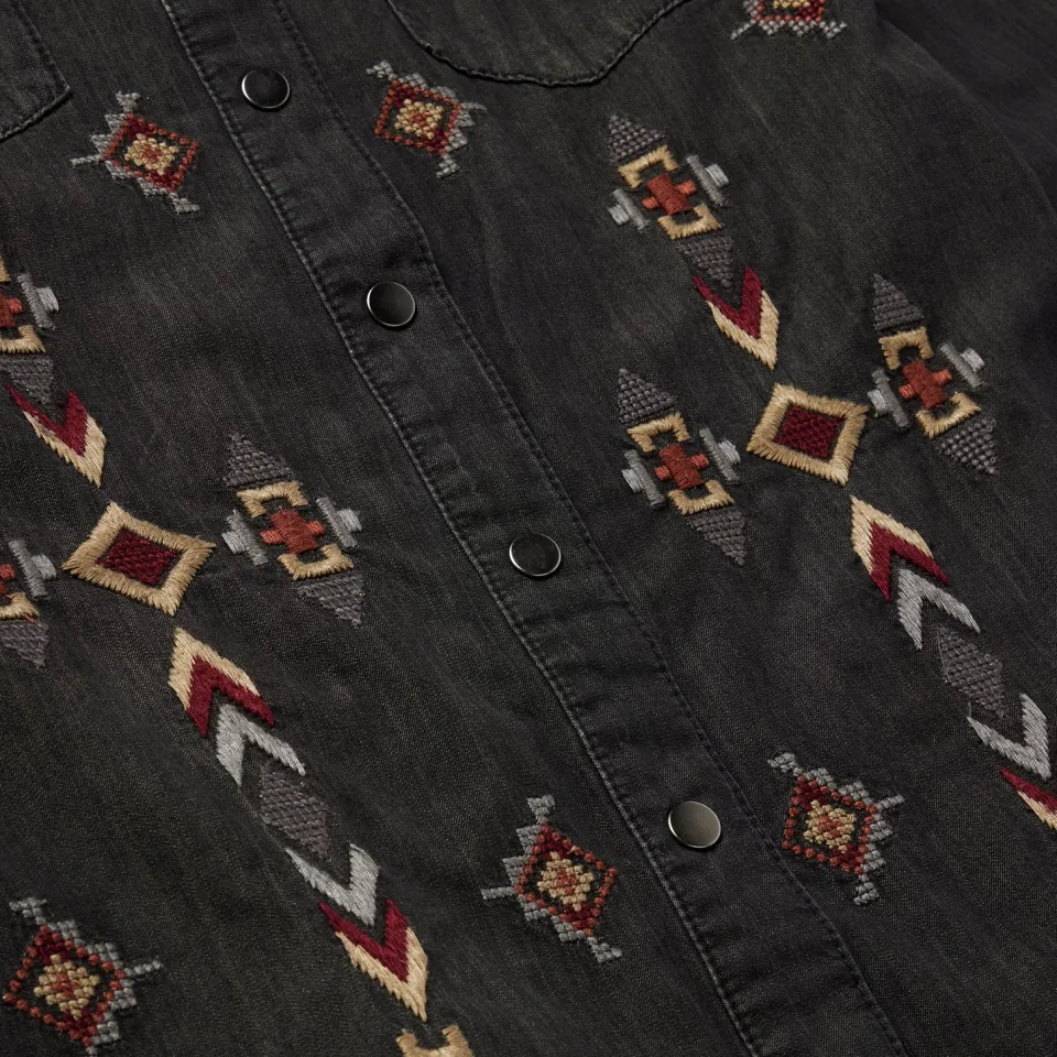 Clearance Stetson Embroidered Denim Shirt Dress Black