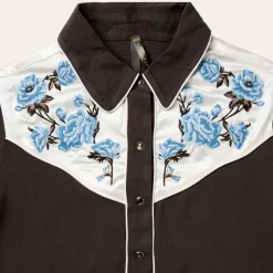 New Stetson Embroidered Rayon Western Shirt Brown