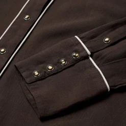 New Stetson Embroidered Rayon Western Shirt Brown