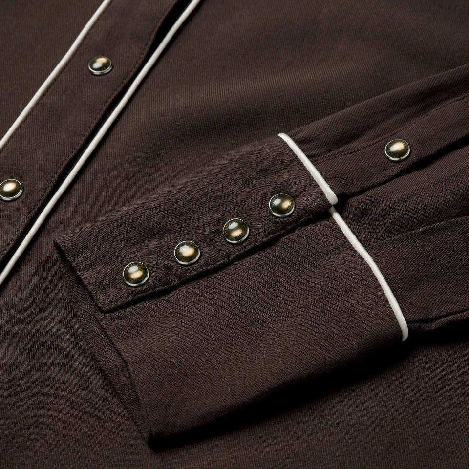 Best Stetson Embroidered Rayon Western Shirt Brown