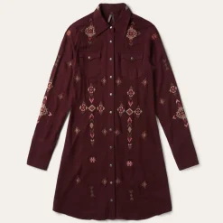 Outlet Stetson Embroidered Shirt Dress Wine