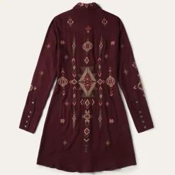 Outlet Stetson Embroidered Shirt Dress Wine