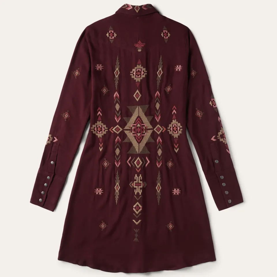 Discount Stetson Embroidered Shirt Dress Wine