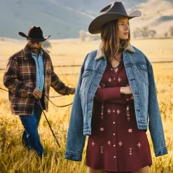 Stetson Embroidered Shirt Dress Wine