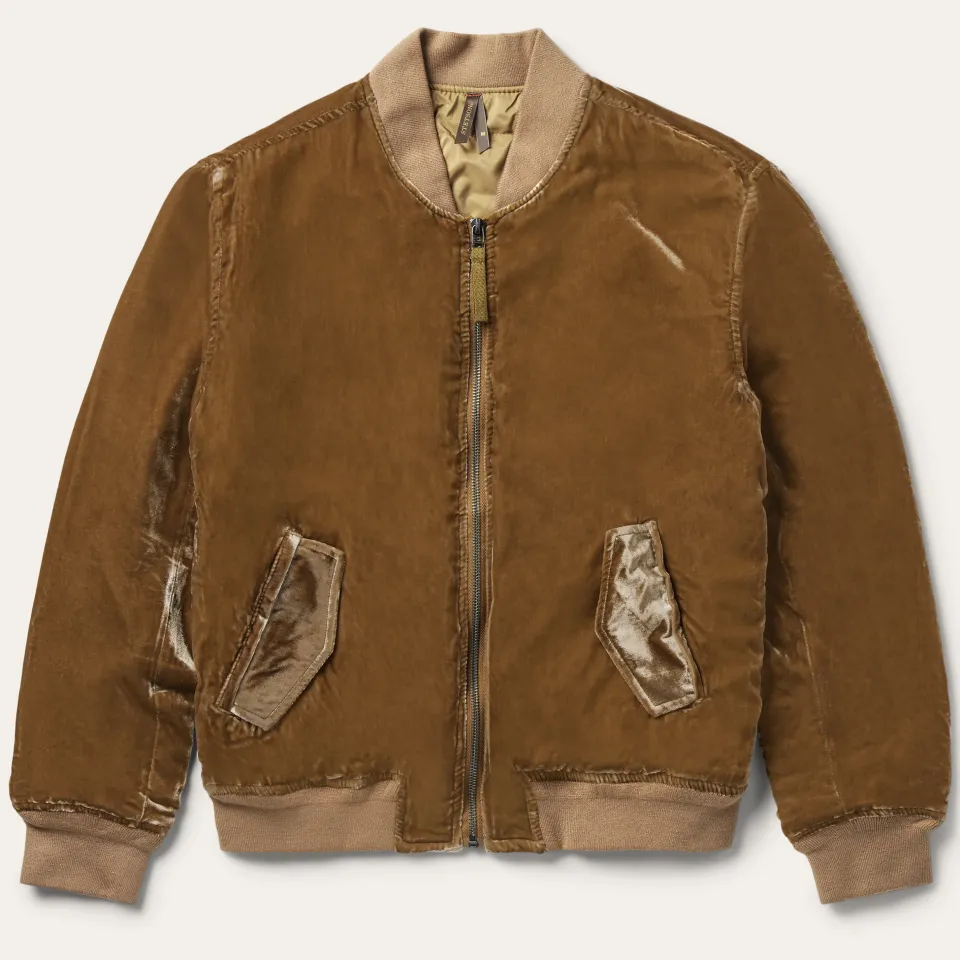 Clearance Stetson Embroidered Velvet Bomber Jacket Copper
