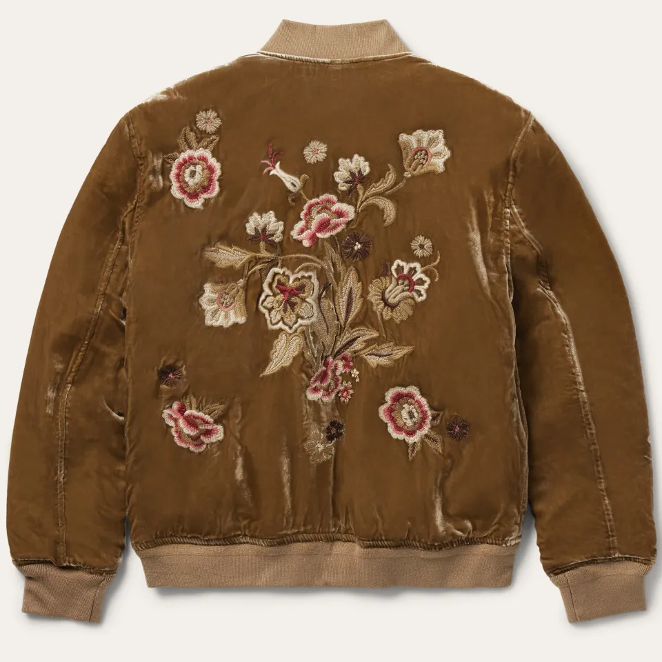 Clearance Stetson Embroidered Velvet Bomber Jacket Copper