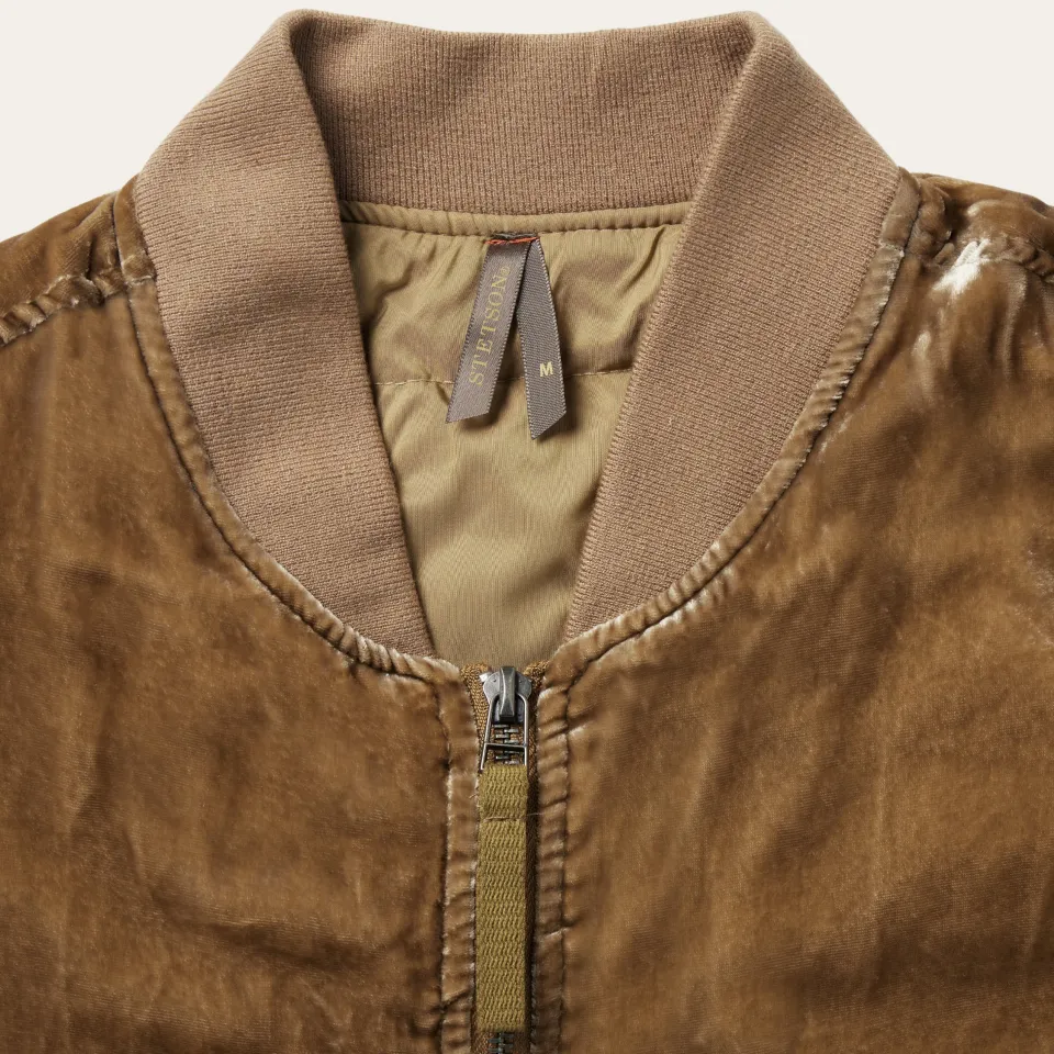 Clearance Stetson Embroidered Velvet Bomber Jacket Copper