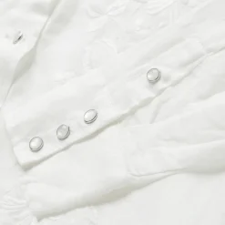 Best Stetson Embroidered Tonal Stripe Linen Blouse White
