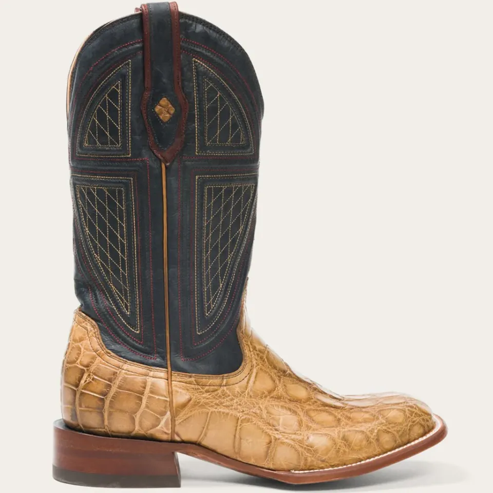 Online Stetson Flaxville Honey Alligator Vamp Blue 13"Shaft Tan