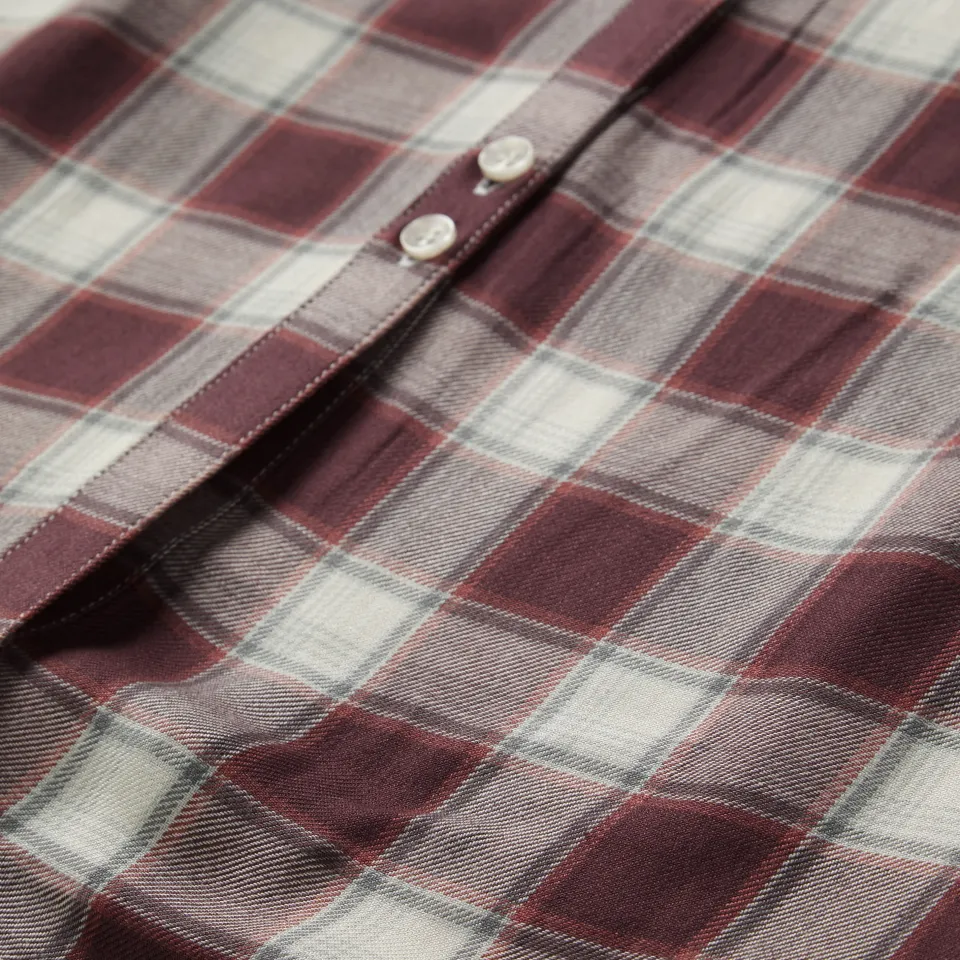 New Stetson Gaucho Plaid Prairie Shirt Dress Wine